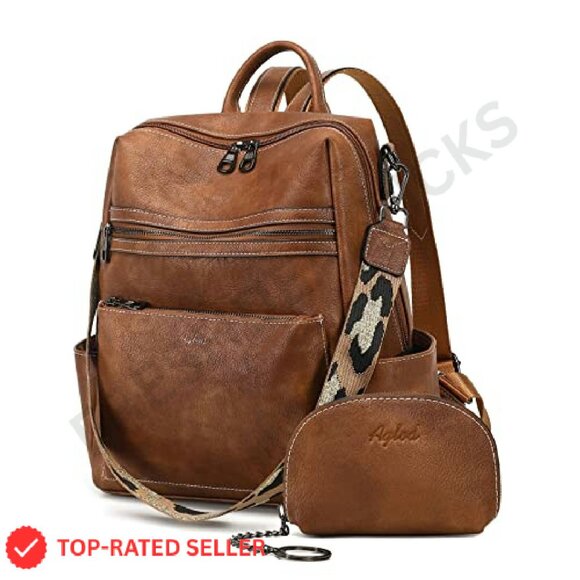 Faux Leather Backpack Purse Convertible Work Travel Handbag Chic Minimal - Picture 2 of 7